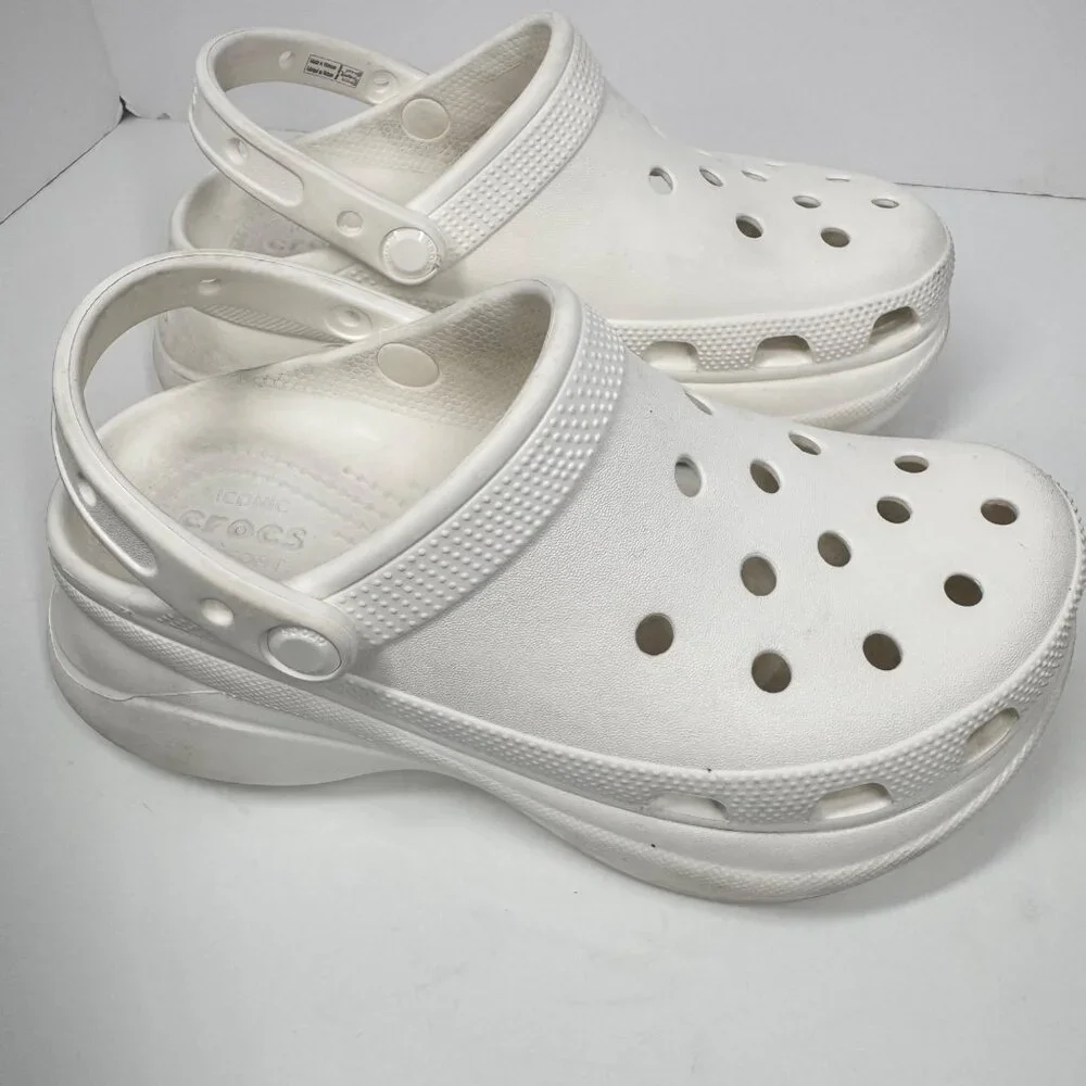 Crocs Classic Bae White Platform Size 7 Clogs Rubber Chunky Clogs - Picture 10 of 14